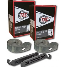 TAC 9 Bike Tubes  26 x 1.95-2.125 Regular Valve 32mm - With OPTIONAL rim strips and tire levers. Select the deal you desire! - B0784YHXLZ